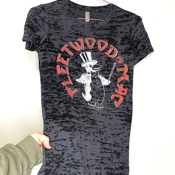 Next Level Apparel Fleetwood Mac Penguin Graphic Black Burnout Tee Size Medium - Picture 2 of 7